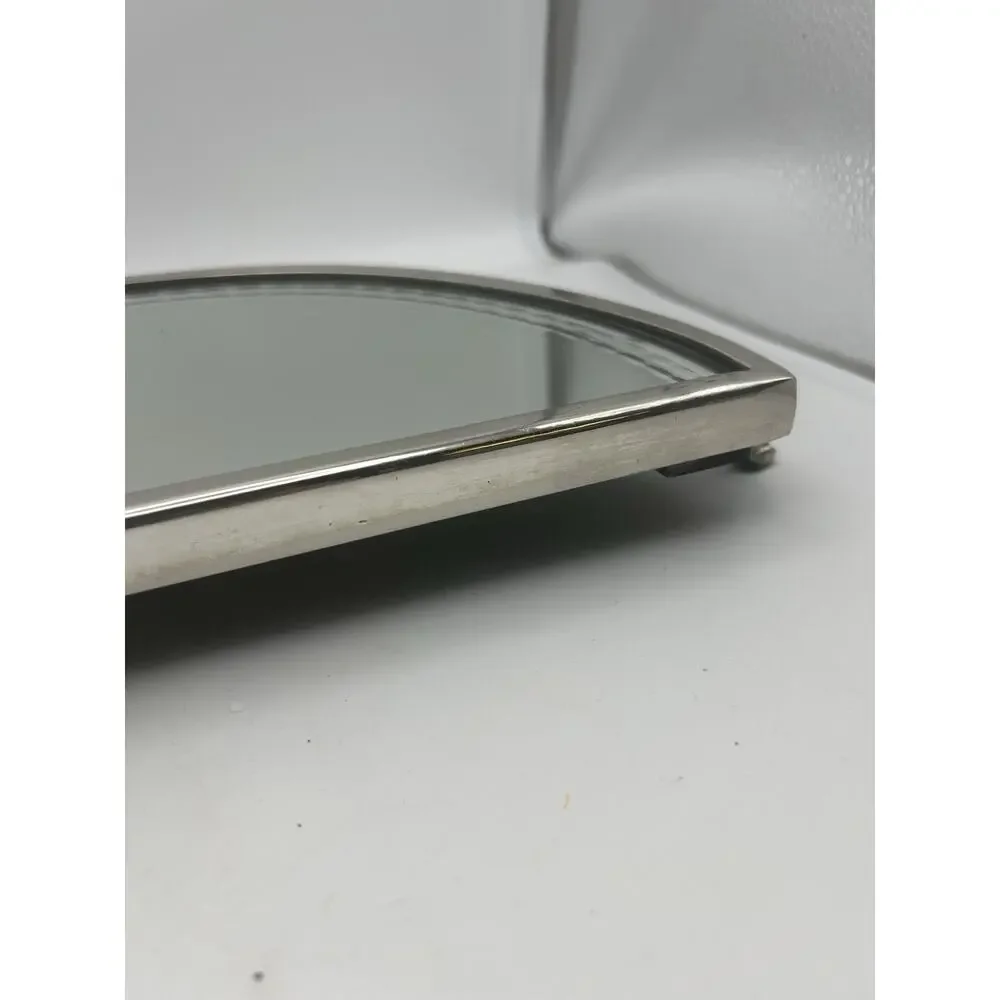 Vintage Silver Plated And Etched Plateau Mirror. Early 20th Century.